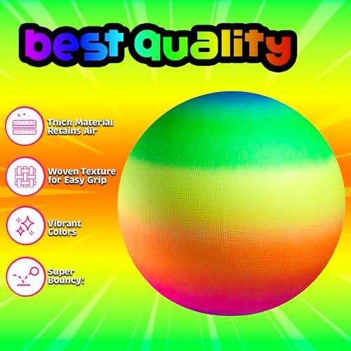 image for Bedwina Rainbow Playground Balls - 8.5 Inch (Pack of 4) Rubber Bouncy 