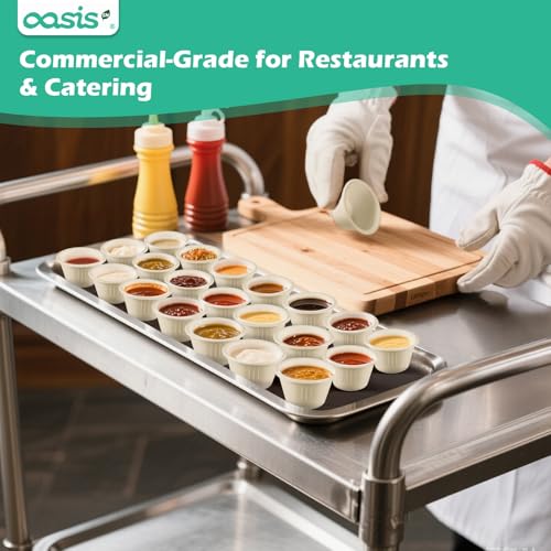 OasisSN [𝟐𝐨𝐳, 𝟓𝟎𝟎-𝐏𝐚𝐜𝐤] Compostable Souffle Cups, Biodegradable Paper Portion Cups Made from Bagasse, Leak-Proof & Sturdy for Dips, Dressings, Samples (Natural) by OasisSN - Used condition - Image 6