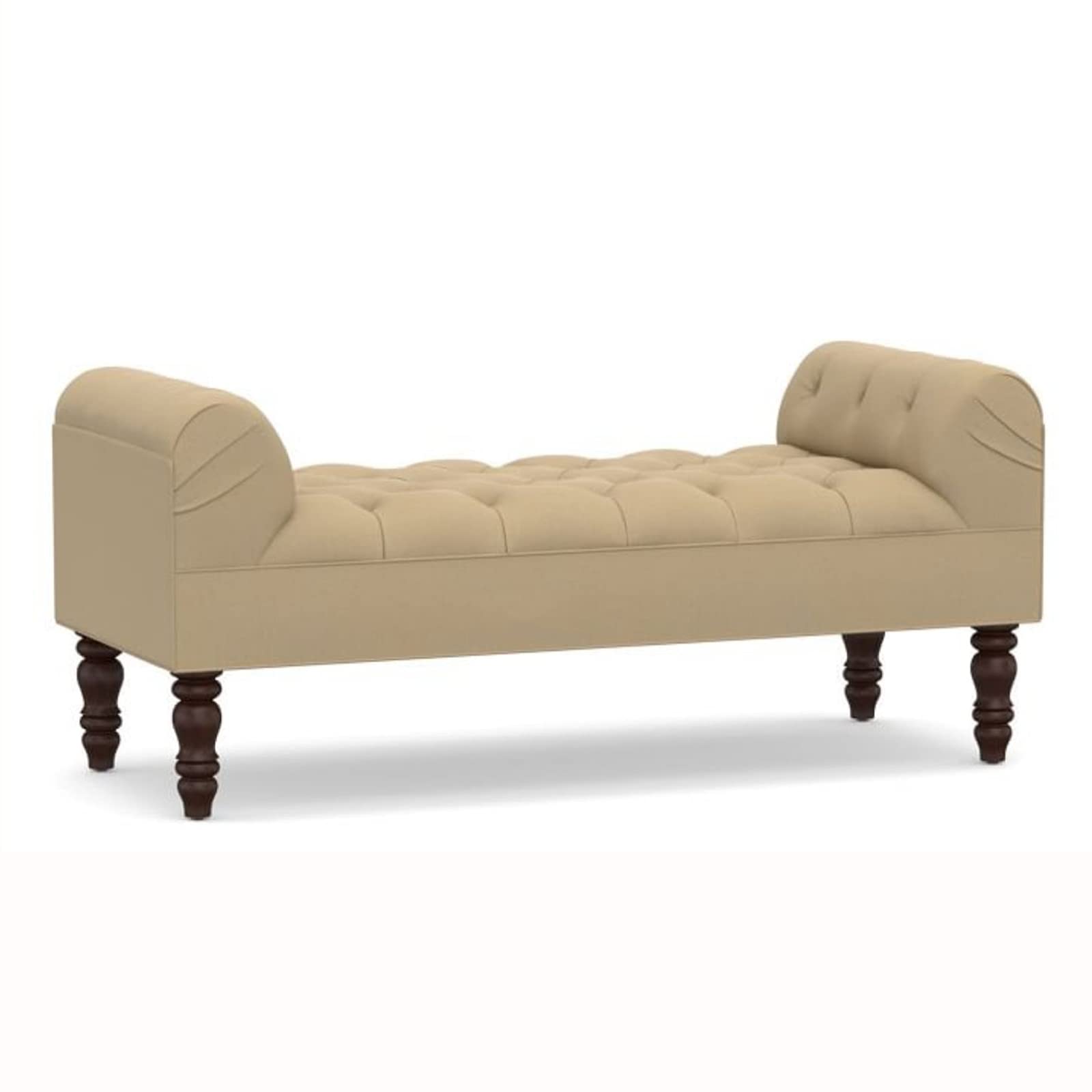 Tabouret à langer en bois massif 80x45x55cm : banc de lit rembourré moderne en lin