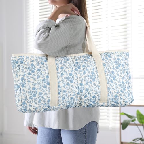 Set 3 Piezas Bolsas Acolchadas Mahjong Azul Floral miniatura 5