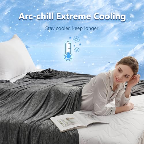 Image of CHOSHOME Cooling Blanket for Hot Sleepers - Summer Blanket Thin Soft Lightweight Breathable Double Side Enhanced Cooling for Hot Flashes, Night Sweats, Bed, Couch (Black, 96 x 120 inches)