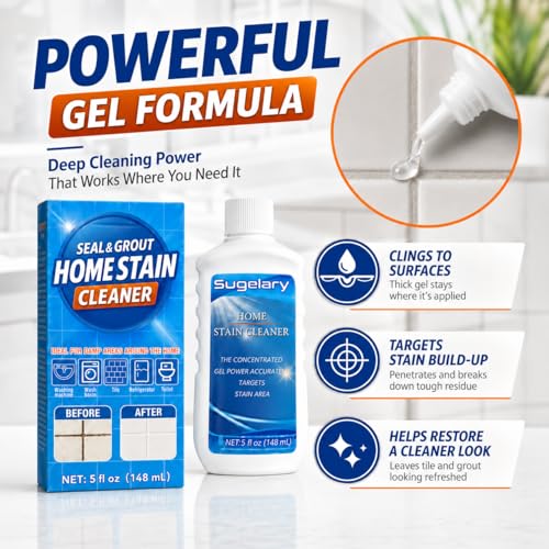 Image of Sugelary Mold Stain Cleaner, 10 Fl oz All-Purpose Gel for Front Loader Seal, Household Cleaner Gel for Bathroom Grout, Sink, Shower, Caulk, Washing Machine Cleaning Solution