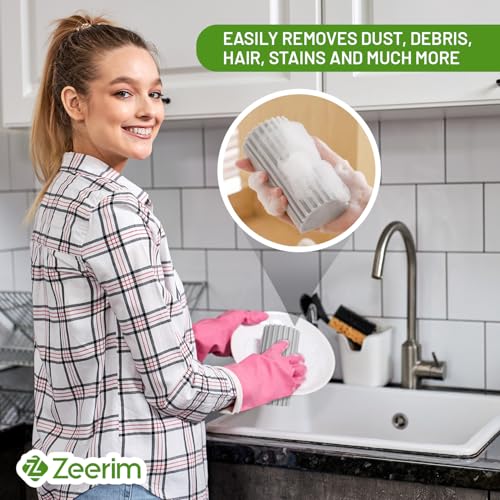 Image of Magic Eraser Cleaning Sponge, 4 Pack - Super Absorbent with Hard Scrub Brush, Reusable Wet Sponge Eraser for Blinds, Baseboards, Vents, Mirrors, Walls, Glass & Home Cleaning