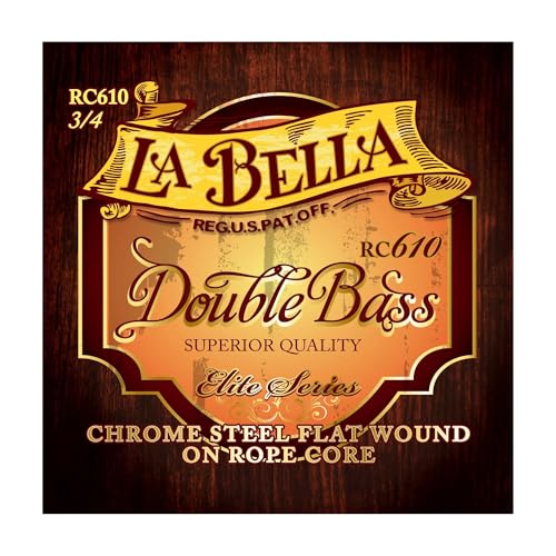 La Bella RC-610/Elite/Double Bass Strings/Chrome Steel Flat Wound on a Rope Core