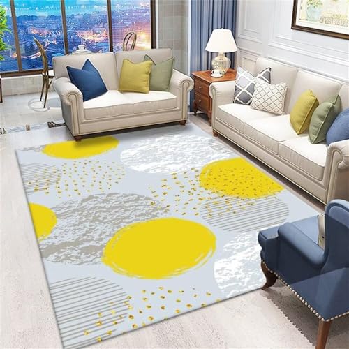Tapis de chambre au design minimalist jaune grand format