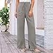 GOHRSHA Linen Pants Women Fashion Clothing Linen Pants Women Wide Leg Long Flowy Wide Leg Palazzo Pants with Pockets Casual Drawstring Elastic Waist Trousers