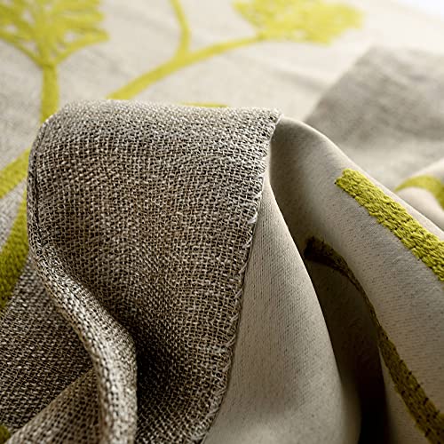 Melodieux Wheat Embroidery Linen Wide Curtains For Living Room Patio Door Large Window Grommet Drape Farmhouse Style, Beige/Green, 100 By 84 Inch (1 Panel) #TOP7