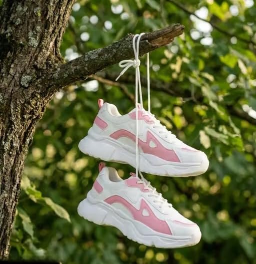 Image of Women's Chunky Lace-Up Sneakers, Colour Block Platform Casual Shoes