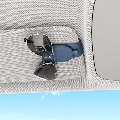 Image of Sotfamily Sunglass Holder for Car Visor, Blue, 2 Packs | Suede Cloth, Magnetic, Organizer for Car Accessories