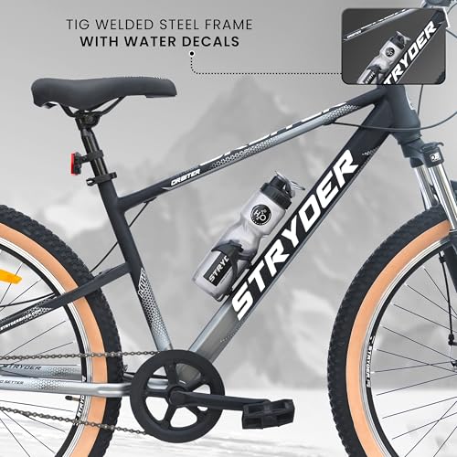 Image of Stryder 27.5T Orbiter Mountain Cycle | Dual Disc Brakes | Front Suspension | Single Speed | TIG Welded Steel Frame | Suitable for Age 12+ (Unisex) | (Black::Gray)