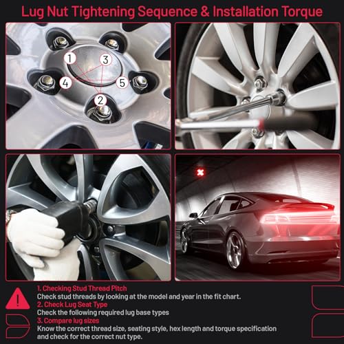 Image of BDFHYK 12mmx1.5 Wheel Lug Nuts,24pcs Black M12x1.5 Lug Nuts Closed End Mag Seat with Washer 13 /16 inch 21mm Hex 1.46 inch 37mm Tall Compatible with Toyota Tacoma 4Runner FJ Cruiser
