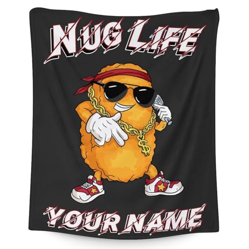 Mercuryelf Custom Chicken Nugget Blanket - Soft, Fuzzy & Warm - 50x60 Inches Flannel Throw Blankets for Living Room, Sofa - Black Funny Throws Gift for Teens