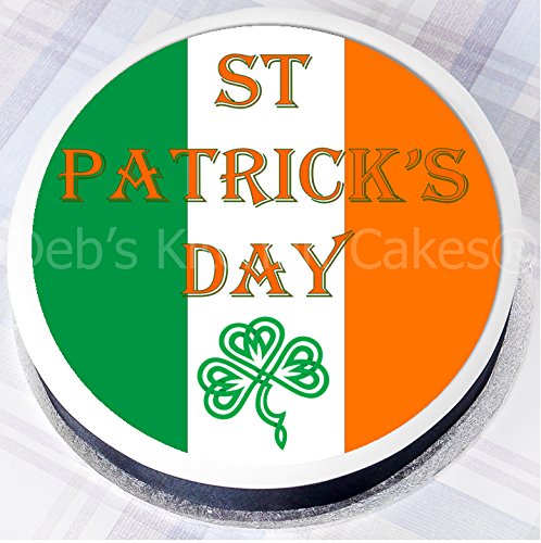 Debs Kitchen Cakes Green St Patrick's Day Cake Topper - Irish Flag Cake Decoration - Edible Wafer - 7.5" Round - By Deb's Kitchen Cakes