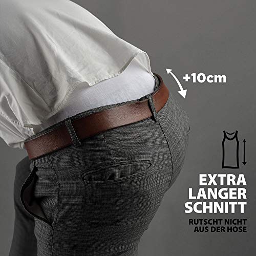 Foto von Burnell & Son Unterhemd Herren mit V-Ausschnitt 3er Pack - T-Shirt Extra Lang mit Kurzarm aus Baumwolle Basic Slim Fit Weiß Größe M