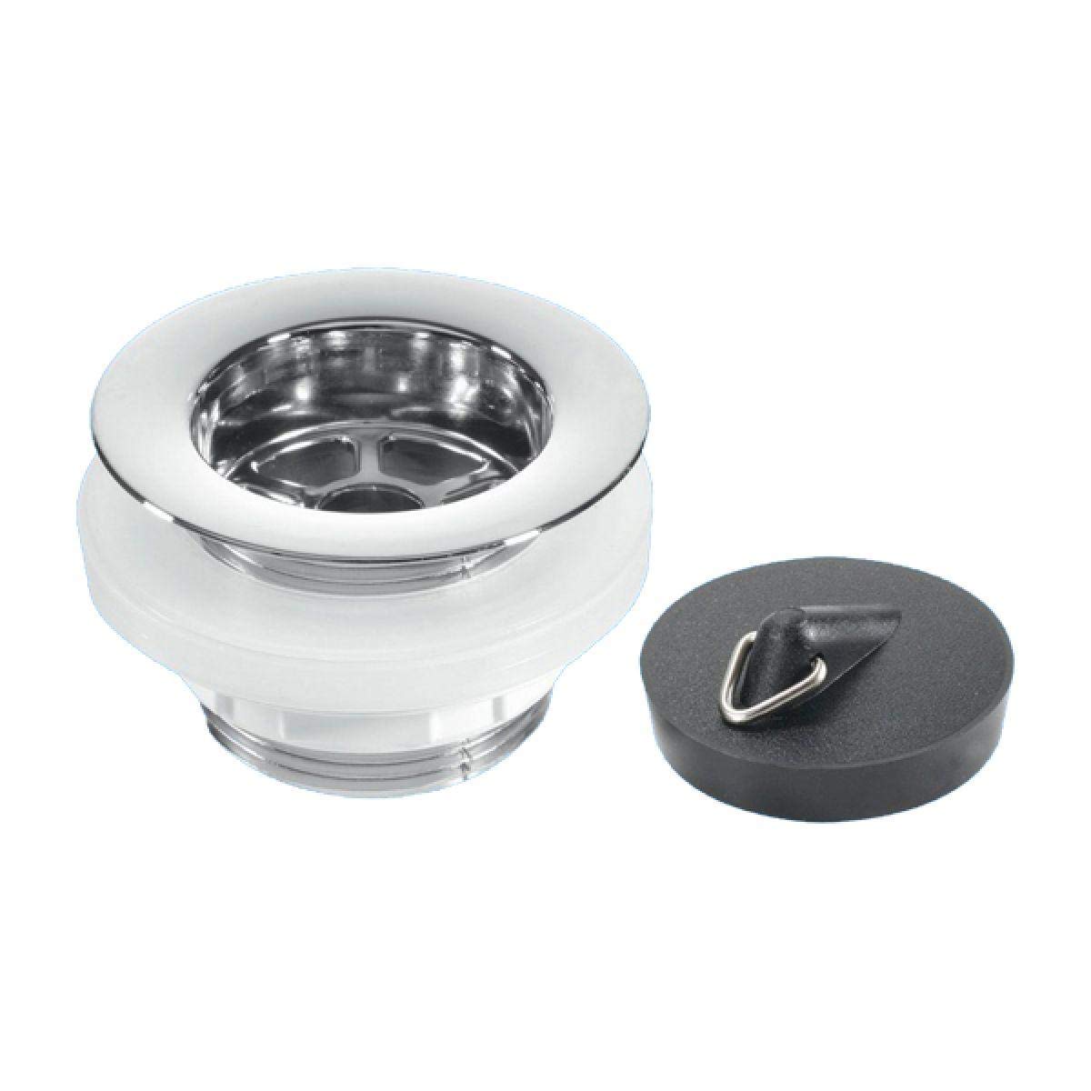 McAlpine 1.5" Backnut Bath Waste 70mm Chrome Plated Plastic Flange x 1.5" Tail Unslotted Plug - BW5