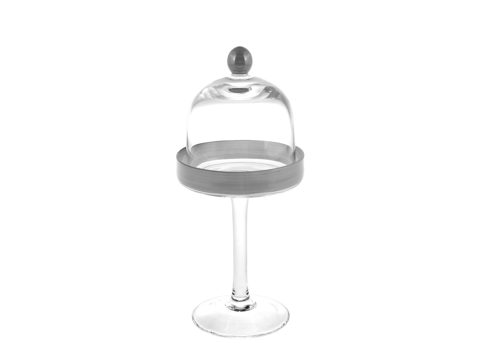 Plat sur pied avec cloche H&H en verre transparent 26 cm au design contemporain épuré