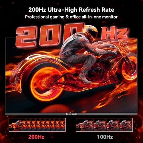 Image of Great voell 24.5 Inch Gaming Monitor 200Hz FHD (1920x1080) Computer Monitor Built-in Speakers, VA Panel, FreeSync, HDR10, 99% sRGB, FreeSync, HDMI&DP, Design VESA (75 x 75mm)