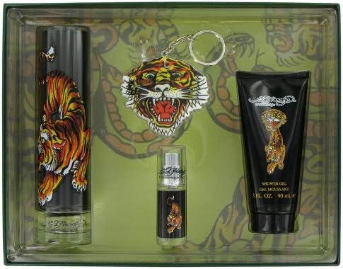 Ed Hardy by Christian Audigier Gift Set -- 3.4 oz / 100 ml Eau De Toilette Spray + 3 oz / 90 ml Shower Gel + .25 oz Mini EDT + Keychain for Men