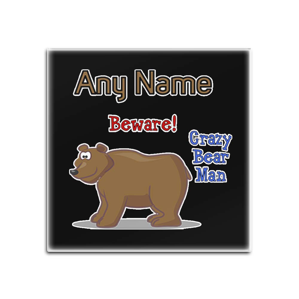 Dessous de verre en verre noir et blanc carré Crazy Bear Man set de table