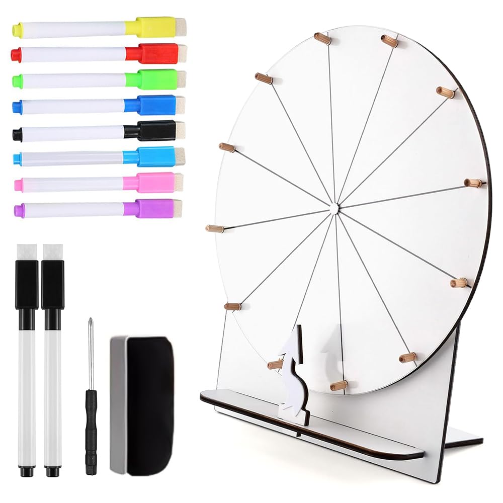 Roue de la Fortune, 29cm Prize Wheel, 12 Emplacements, Personnalisable, pour Jeux de Loterie, Jeux de Mots, Carnaval, Fête