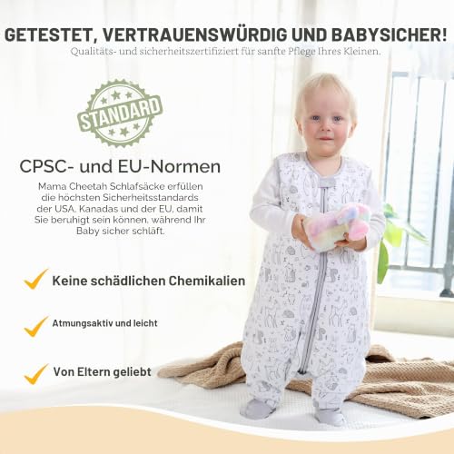 Baby Schlafsack mit Füßen Bio-Baumwolle 2.5 TOG Winterschlafsack 1er-Pack – Ansicht 3