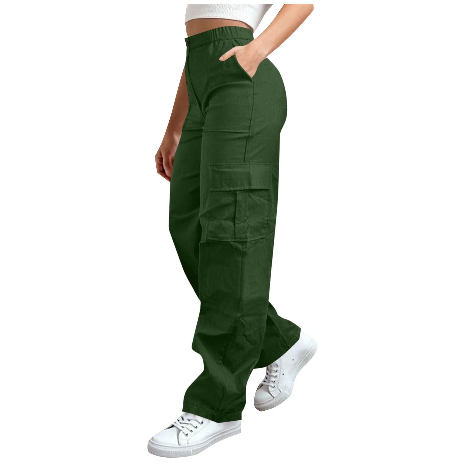 Cargo Pants for Women Stretchy High Waisted Tactical Trousers Trendy Wide Leg Casual Hiking Work Pant with 4 Pockets — view 13