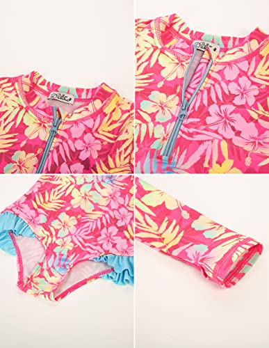 Danna Belle Girls Long Sleeve Swimsuits Rash Guard Swimwear One-Piece Bathing Suits 5-14Y4