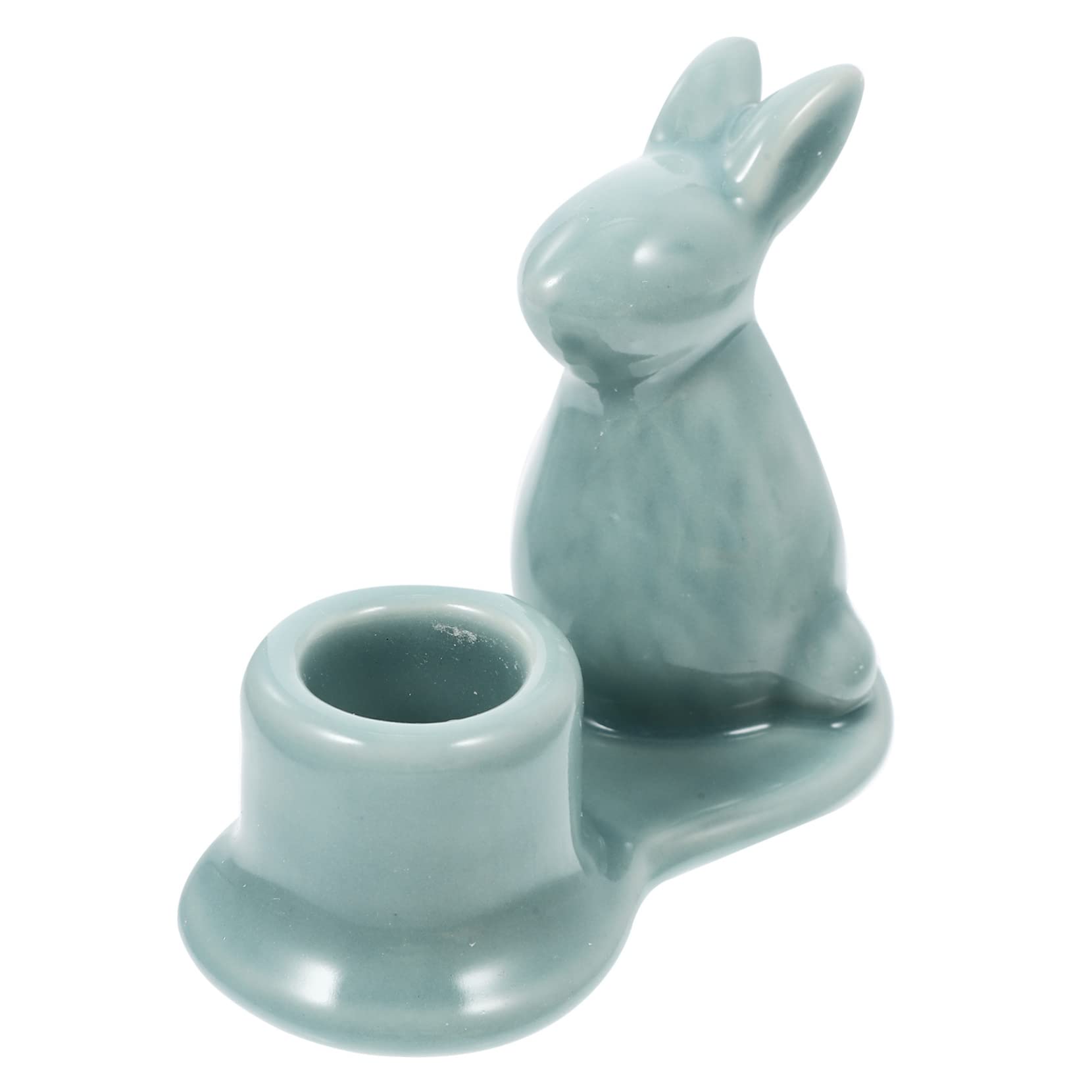 Cabilock Rabbit Ceramic Candle Holder Bunny Candle Stick for Table Decor Present for Family or Friends