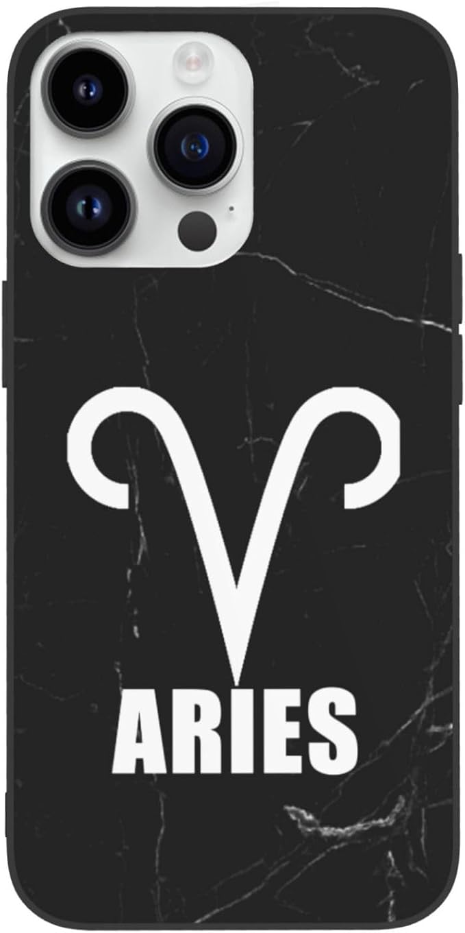 Aries Sign Phone Case Compatible with iPhone 14 Pro 6.1 in and 14 Pro Max 6.7 in White