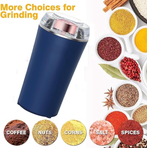 Image of Mini Mixer Grinder Portable Small Coffee Grinder Mini Mixer Grinder Small Size Portable Grinder Stainless Steel Silver