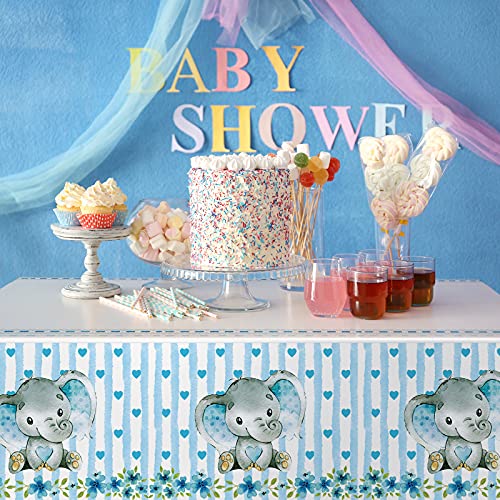 Blue Elephant Tablecloth For Baby Shower Decorations Boy Baby Shower Table Covers Blue Baby Boy Elephant Tablecloth Plastic Rectangle Table Decors For Baby Boy Party Birthday Party Supplies #TOP4