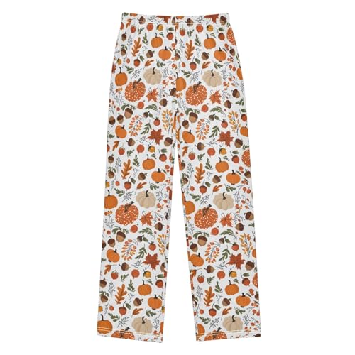 Pajama Pants Lounge Sleep PJ Bottoms Sleepwear Elastic Waist Drawstring S Hand Drawn Pumpkin