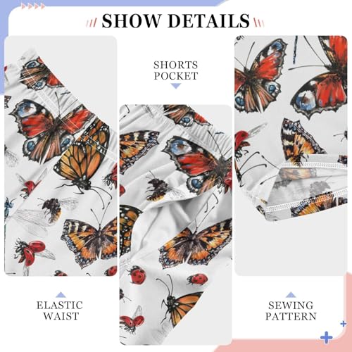 ZZXXB Dragonfly Ladybug Boys Long Pants Soft Trousers Elastic Waist Kids Lounge Bottoms with Pockets S-XL4