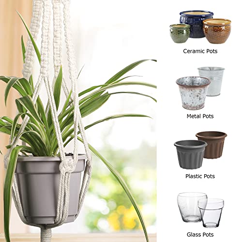 Aomgd 3 Pack Macrame Plant Hanger With 3 Hooks, Different Size Hanging Planters For Indoor Plants Holder,Large 46"/41"/34",Ivory #TOP2