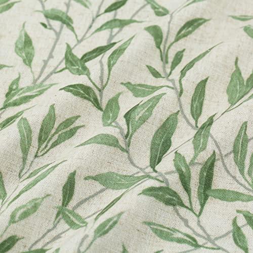 Image of VOGOL Short Sliding Door Curtain, Green Leaves Pattern Linen Textured Door Panels, View Reducing Rod Pocket Drapery for Doorways, 25 x 40 Inches, 1 Pack
