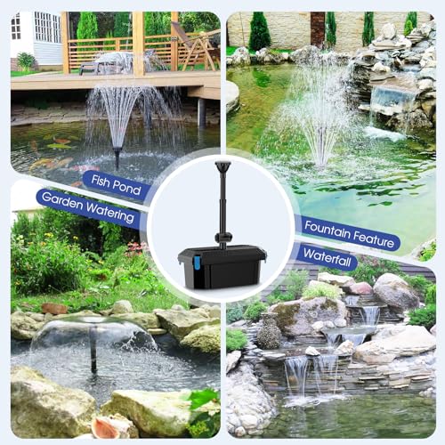Image of Antfraer 55W Solar Pond Pump with Filter Kit - Foldable Monocrystalline Solar Panel, Pond Filter for Outdoor Ponds, Koi Ponds, Waterfalls & DIY Water Features (17FT+10FT Power Cord)