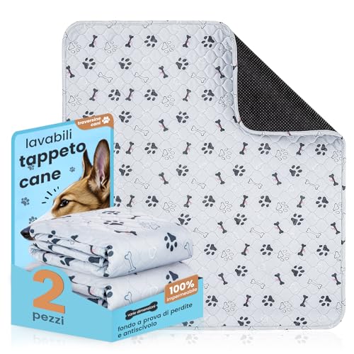 PmakeEorT Tappetini Lavabili per Cani 60x90 cm, 2 Pezzi Lavabili Traversine Cani, Tappetini Assorbenti per Cani A Prova di Perdite e Antiscivolo, Asciugatura Rapida