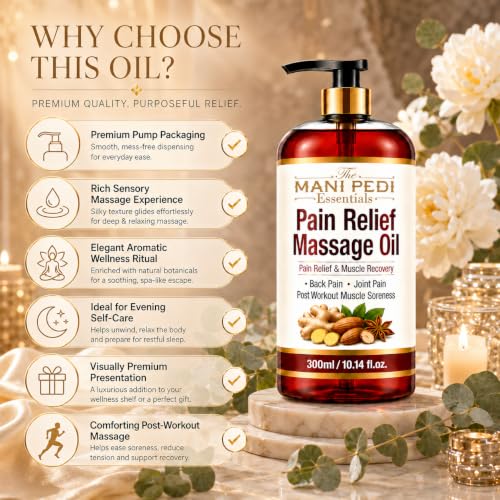 Image of TMPE Pain Relief Massage Oil For Joint & Back Pain, Muscle Soreness & Post Workout Recovery | Natural Aromatherapy | Ginger, Turmeric & Clove Oil | Non-Sticky & Light Weight - 300 ml