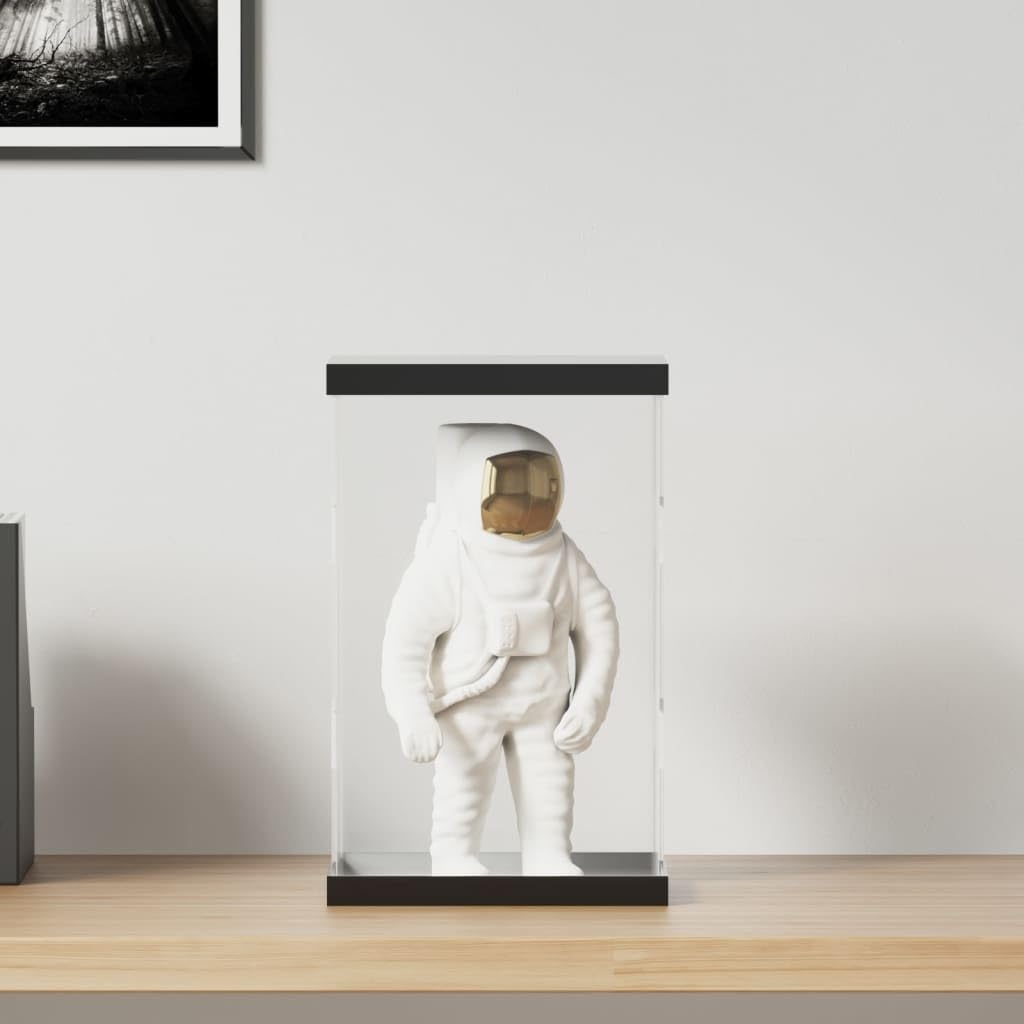Acryl Vitrine 22x18x35 cm - Transparente Sammelvitrine mit schwarzem Sockel für Figuren, Sammlerstücke und Modellautos - Staubschutzbox