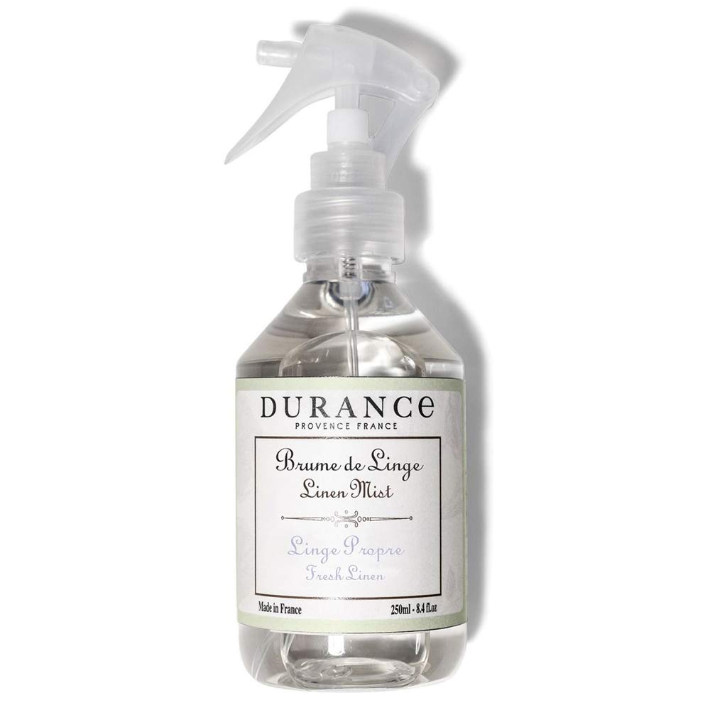 Durance Fresh Linen Linen Mist - 250ml, Soothing Fresh Fragrance, +/- 500 Sprays for Freshening Fabrics & Home
