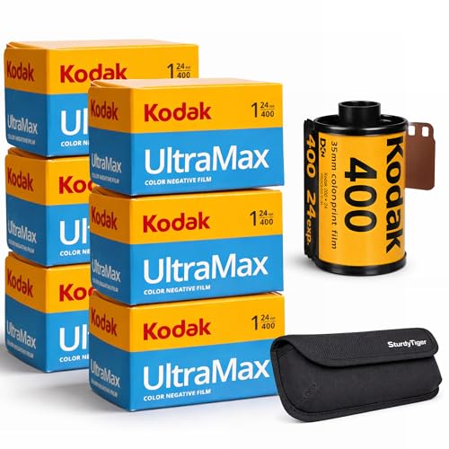 Kodak Ultramax 400 35mm Film Roll (24 Exposures) 6 Rolls + Sturdy Tiger Film Storage Case