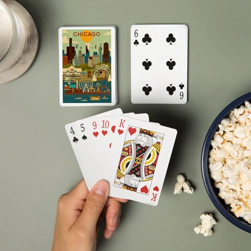Baraja de poker Chicago Illinois geométrica 52 cartas miniatura 2