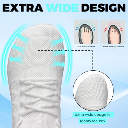 Image of ZOVE Wide Toe Box Shoes for Men Extra Wide Width Sneakers Non-Slip Ultra Light Wide Tennis Running Shoes Breathable Casual Walking Sneakers Diabetes Workout Gym Jogging Sports