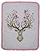 Dear Baby Gear Deluxe Baby Blankets, Double Layer, Deer Head with Flowers, Smooth Minky with Ruffle, Light Pink