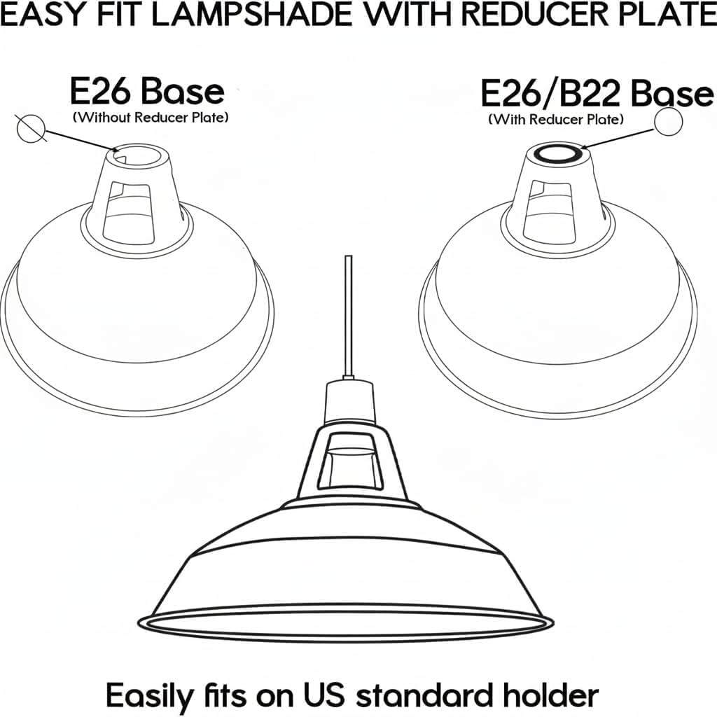 LEDSone 2-Pack Industrial Ceiling Pendant Light Shades, Modern Retro Metal Hanging Fixtures, Vintage Style Lighting for Dining Room, Kitchen, Garage, Hallway & Living Room (Black Inner Gold)