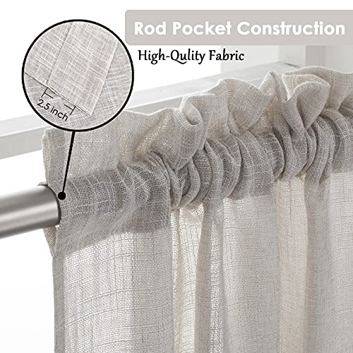 Beda Home Tassel Linen Textured Swag Curtain Valance For Farmhouses’ Kitchen; Light Filtering Rustic Short Swag Topper For Small Windows Bedroom Privacy Added Rod Pocket Design(Nature 36X36-2Pcs) #TOP2