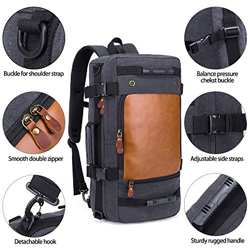 KAKA Backpack Fashion Unisex Travel Backpack Convertible Carry-On Bag Flight Approved Weekender Duffle Backpack Canvas Shoulder Bag Rucksack fit 15.6