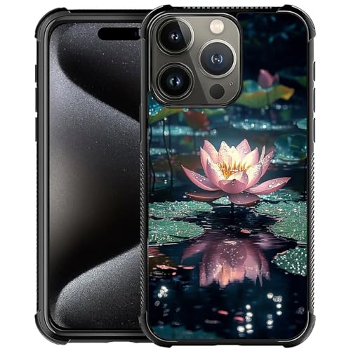 Coque iPhone 16 Pro antichoc TPU rigide et antidérapante avec motif fleur de lotus