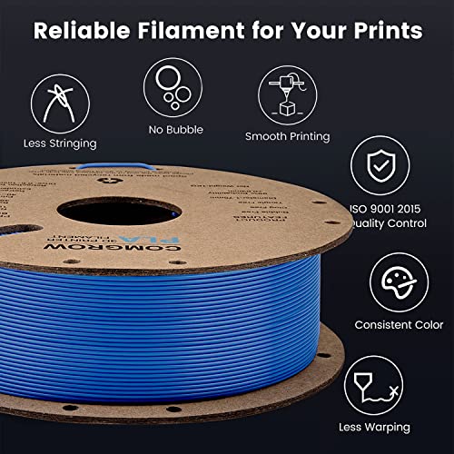Comgrow PLA 3D Printer Filament, 3D Printer PLA Filament 1.75mm, Dimensional Accuracy +/- 0.02 mm, 1KG Spool PLA Blue