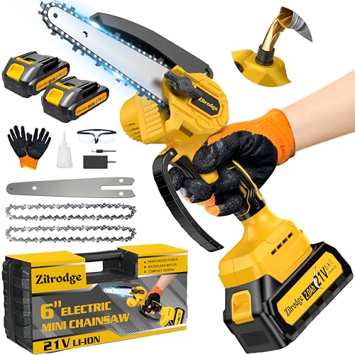 Brushless Mini Chainsaw Cordless, 6 Inch Portable Electric Chainsaw, Handheld Chain Saw for Tree...